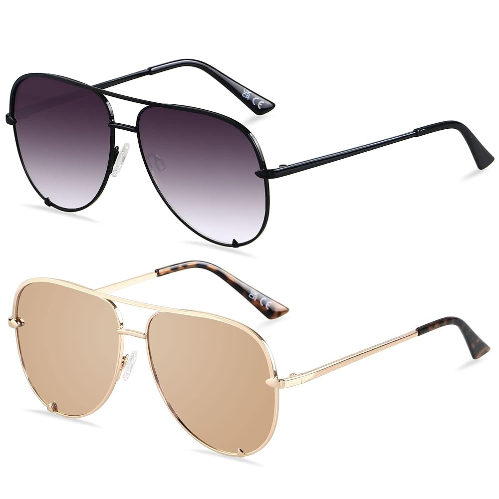 ANDWOOD Oversized Aviator Sunglasses for Women Men Big Large UV Protection Fashion Sun glasses | Amazon (US)