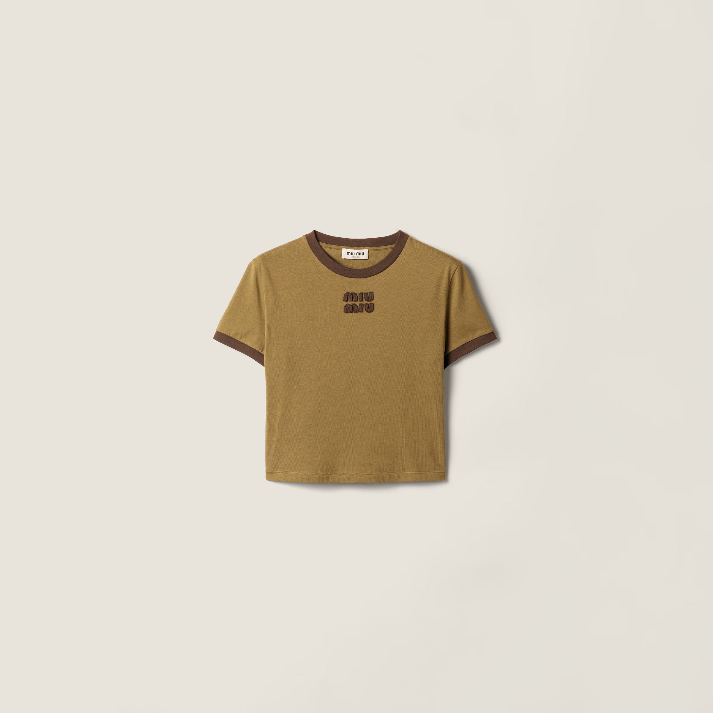 Cotton jersey T-shirt$ 775miumiunux_ | Miu Miu US