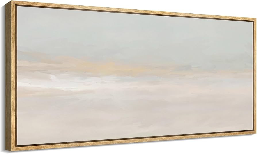 MUDECOR Extra Large Framed Canvas Print Wall Art Tranquil Pastel Horizon Soft Sky and Ocean Tones... | Amazon (US)