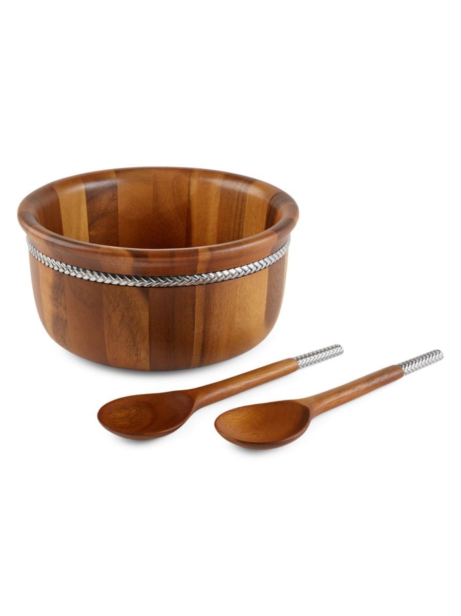 Braid Round Salad Bowl with Servers Set | Saks Fifth Avenue