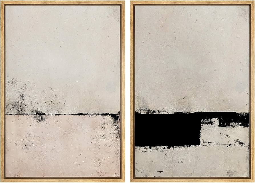 SIGNWIN Framed Canvas Print Wall Art Set Pastel Industrial Grunge Landscape Abstract Shapes Illus... | Amazon (US)