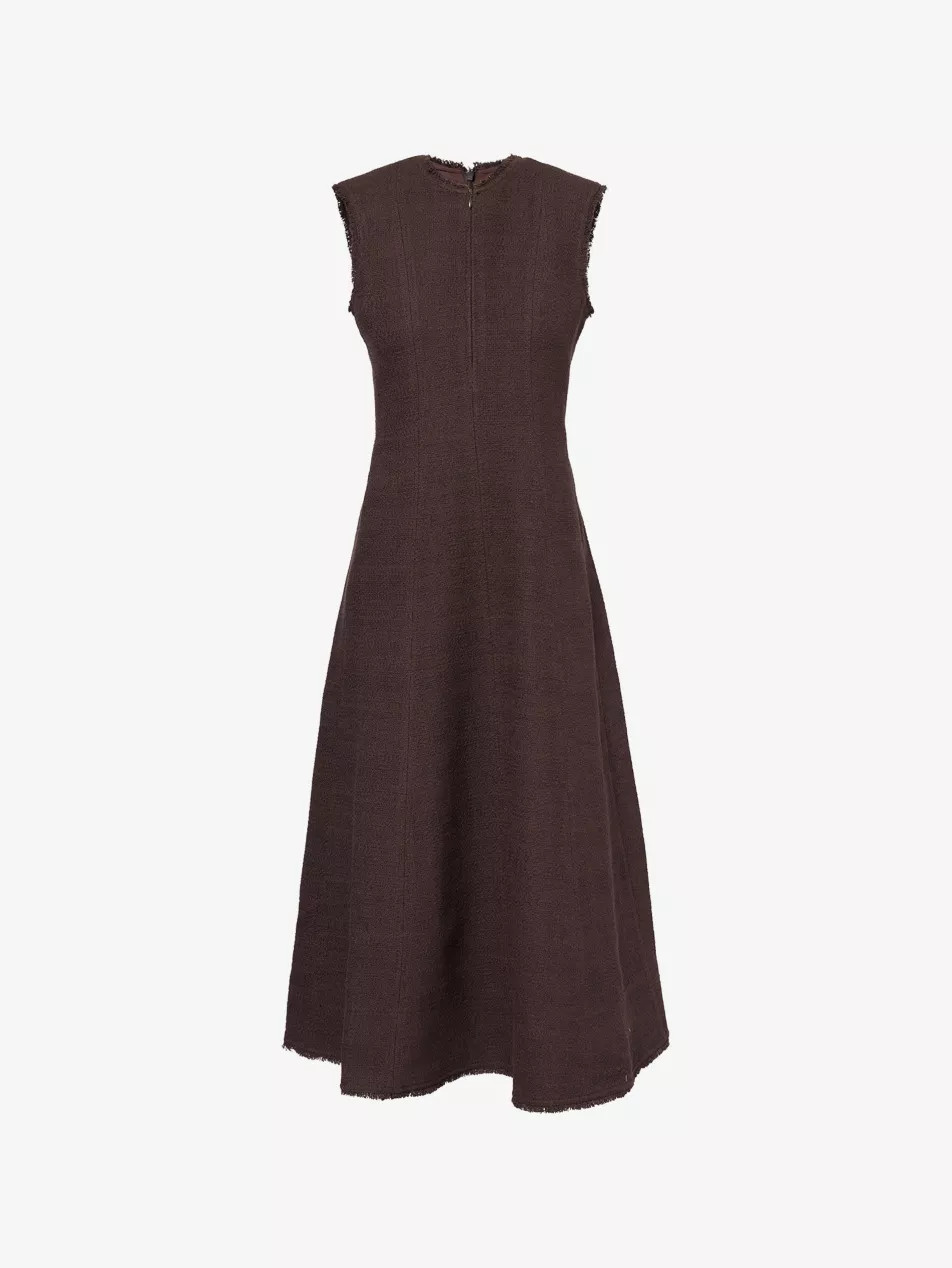 Sleeveless Fit And Flare Boucle Midi Dress | Selfridges