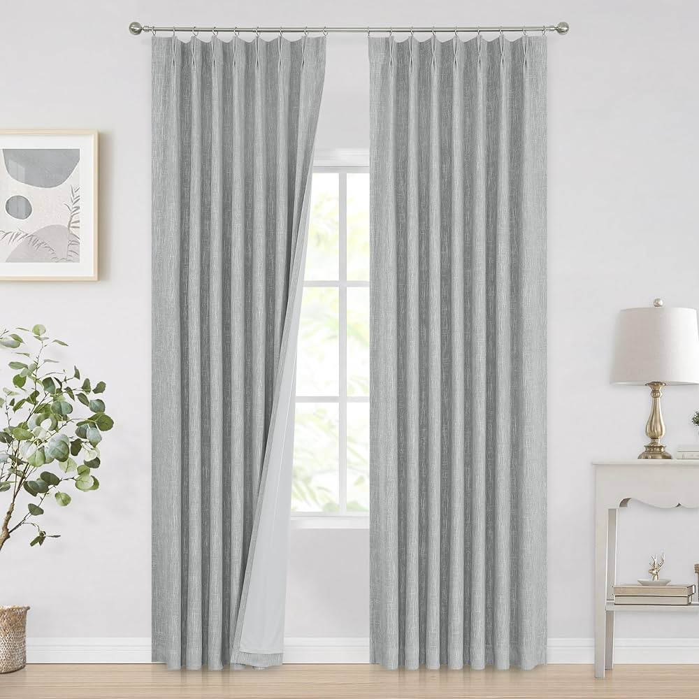Vision Home Silver Grey Pinch Pleated Full Blackout Curtains Room Darkening Window Curtains 84 in... | Amazon (US)