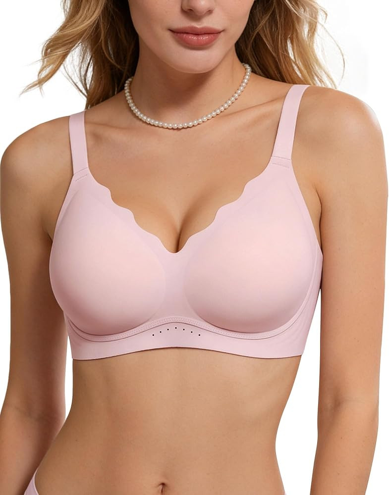 As Fairy Wireless Bras for Women Full Coverage Seamless Scalloped Push Up No Underwire Everyday B... | Amazon (US)