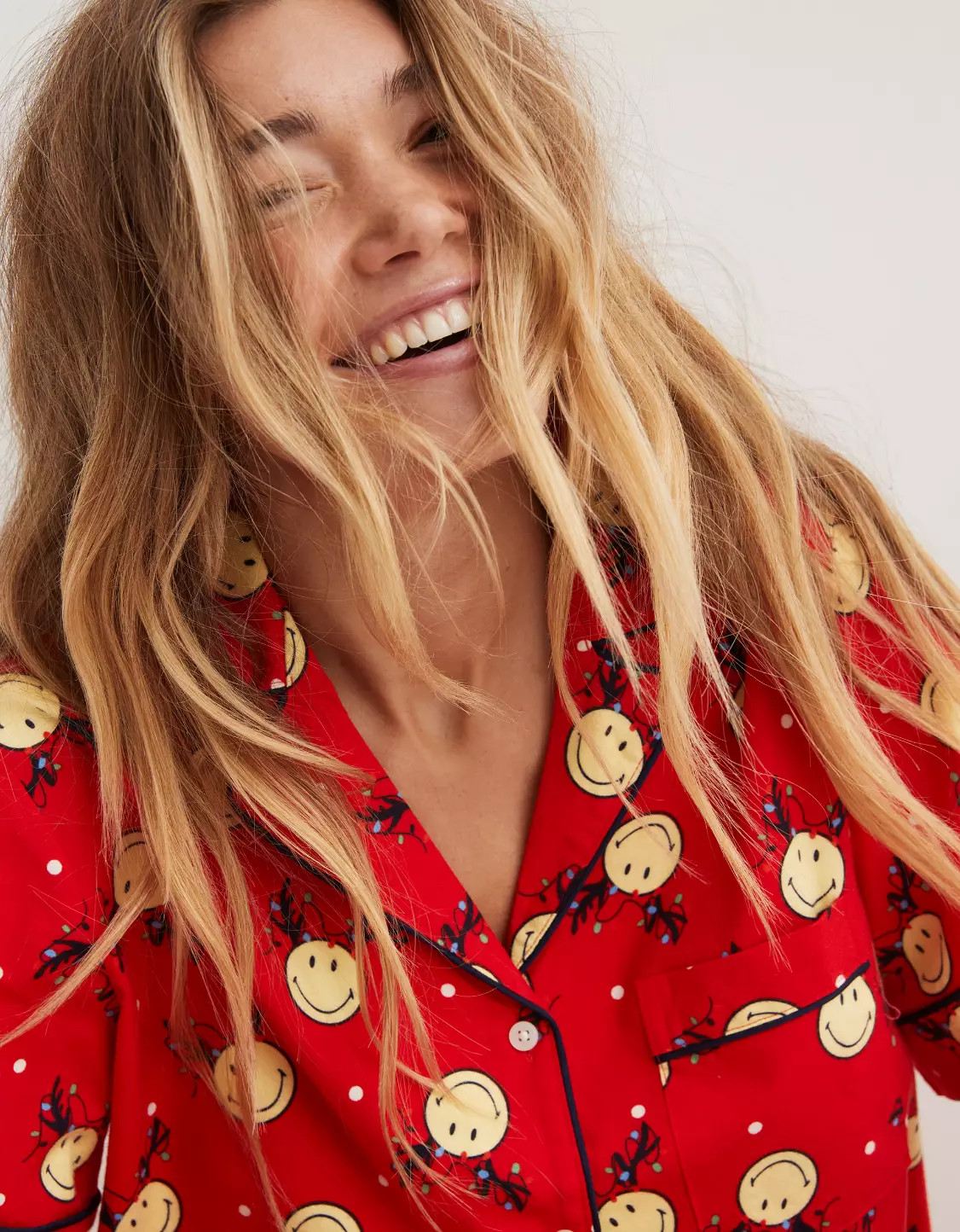 Aerie Smiley® Flannel Pajama Shirt | Aerie