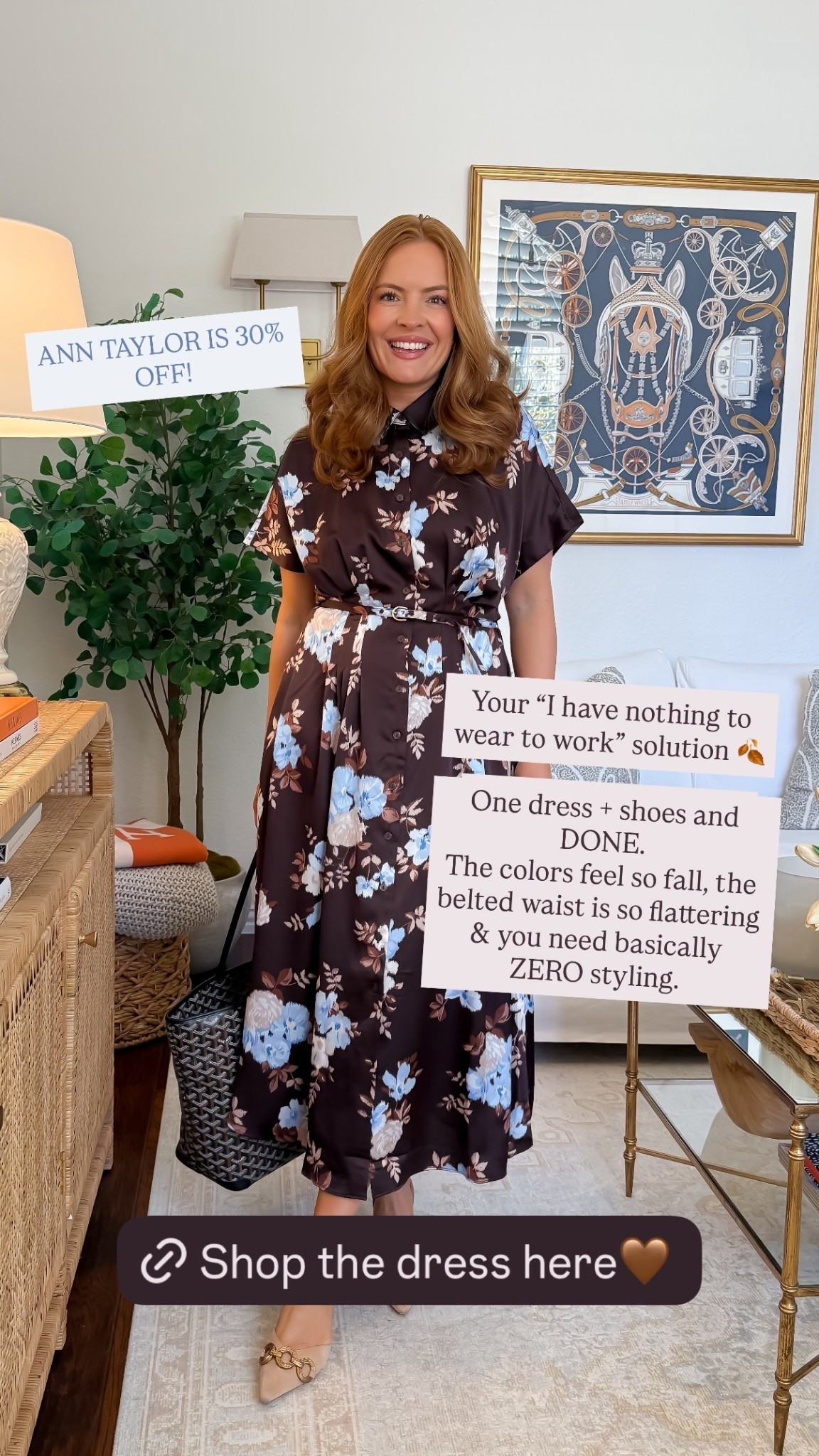 Your “I have nothing to wear to work” solution 🍂

One dress + shoes and DONE.
The colors feel so fall, the belted waist is so flattering & you need basically ZERO styling. ANN TAYLOR IS 30% OFF! @anntaylor