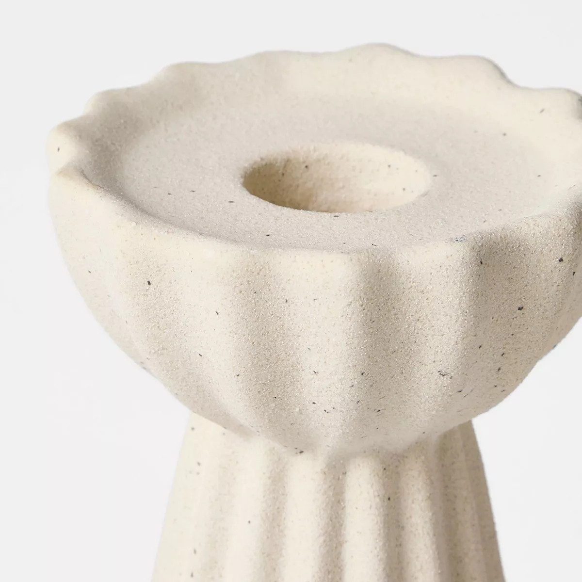 Set of 3 Ceramic Ribbed Taper Candle Holders Beige - Threshold™ designed with Studio McGee | Target