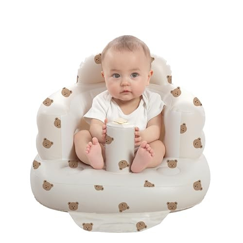 AGITVPS Inflatable Seat for Babies 3-36 Months, Built in Air Pump Baby Chair Sit Me up Floor Seat for Baby, Bumbo Seat for Learning to Sit, Feeding, Camping (Bear) | Amazon (US)