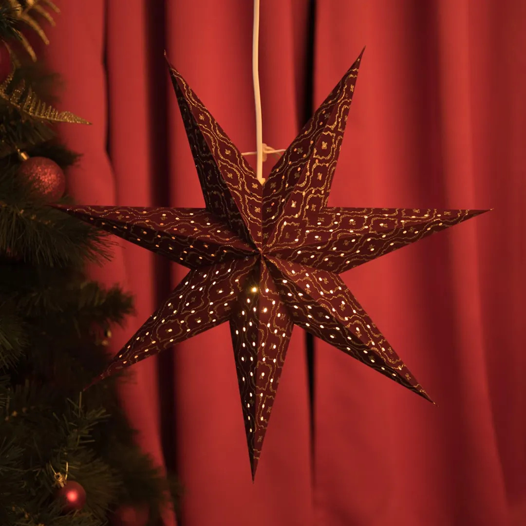17 Inch Burgundy & Gold Paper Star Lantern – 7-point Hanging Star Decoration - Etsy | Etsy (US)