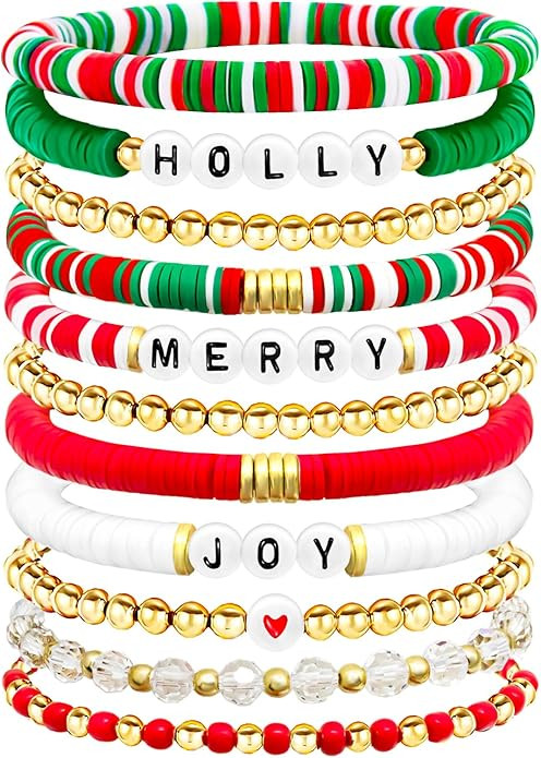 Ronglry Valentines Bracelet for Women Clay Bead Bracelet Heishi Surfer Bracelets Set Love Heart V... | Amazon (US)