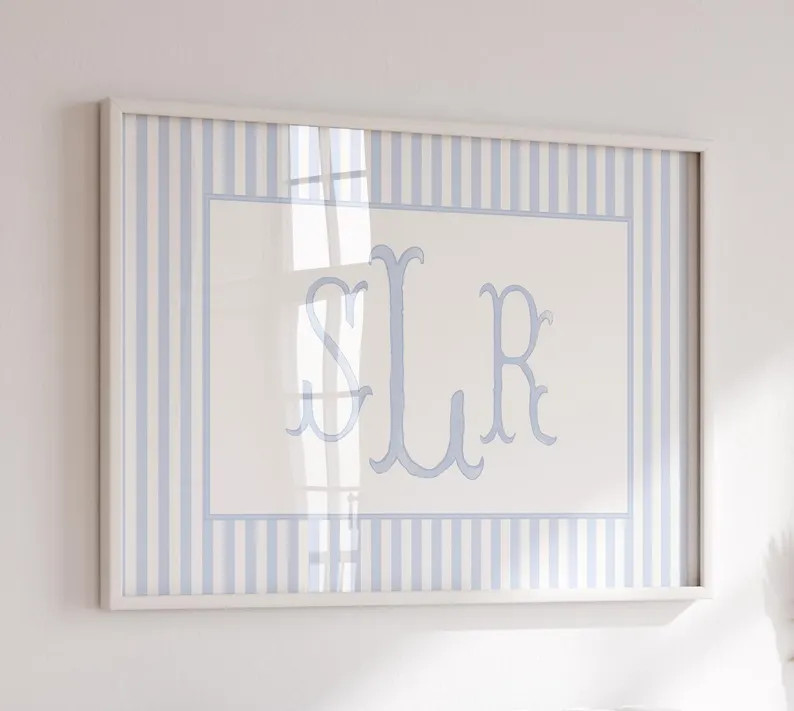 Watercolor Monogram Nursery Wall Art, Girl Nursery Wall Art Decor, Baby Name Nursery Decor, Boy N... | Etsy (US)