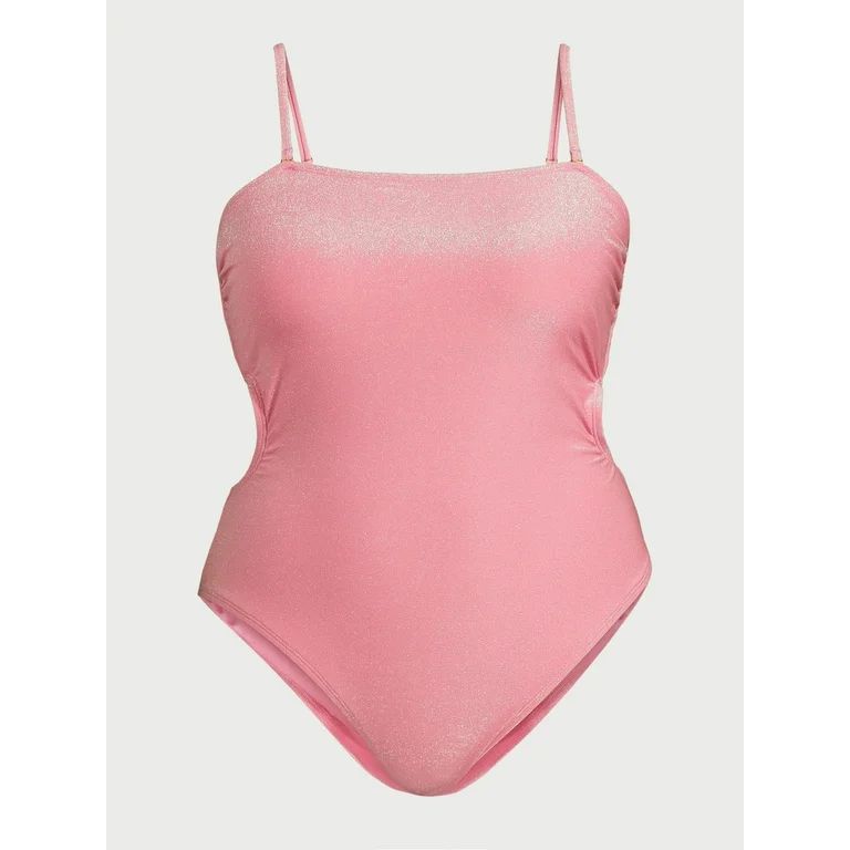 No Boundaries Juniors’ Shiny Cut Out One Piece Swimsuit, Sizes XS-XXL | Walmart (US)