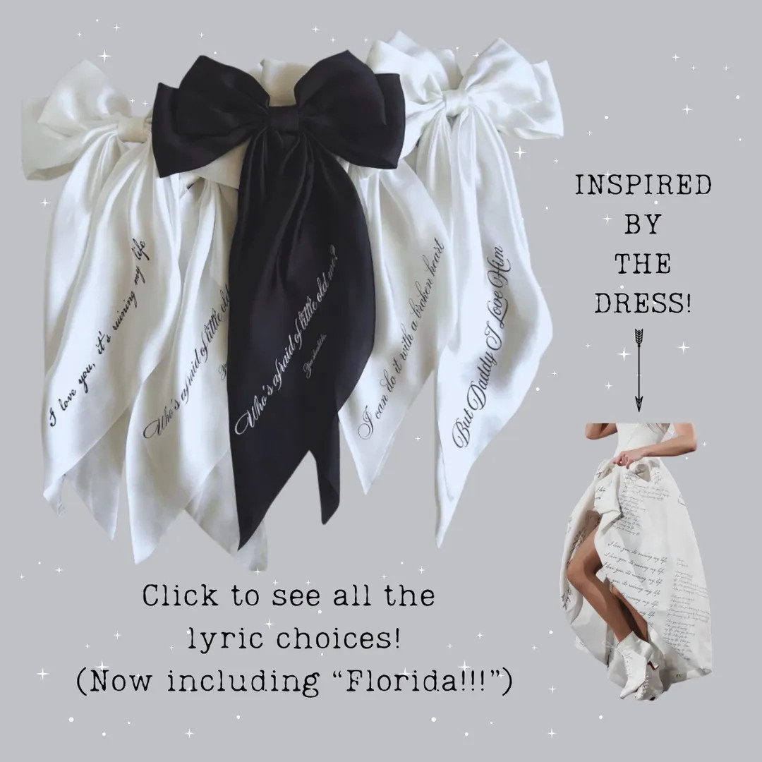 Large Hair Bow W/ Tails Lyric Satin Poet Bow Tortured Tour Concert Pop Star Coquette Hair Scrunch... | Etsy (US)