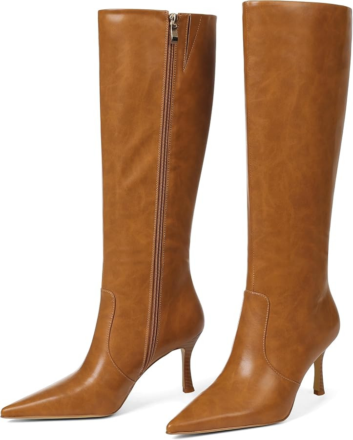 Goiphrri Knee High Boots Women Pointed Toe Tall Boots with High Heel Womens Stiletto Boots Side Z... | Amazon (US)