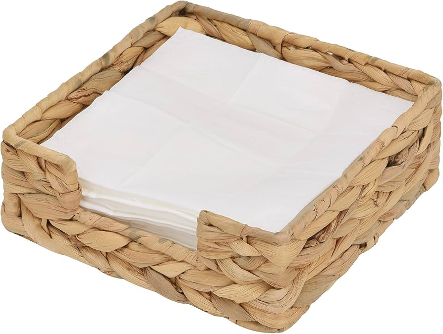 StorageWorks Water Hyacinth Napkin Holder, Wicker Baskets and Serving Tray for Kitchen, Rattan Na... | Amazon (US)
