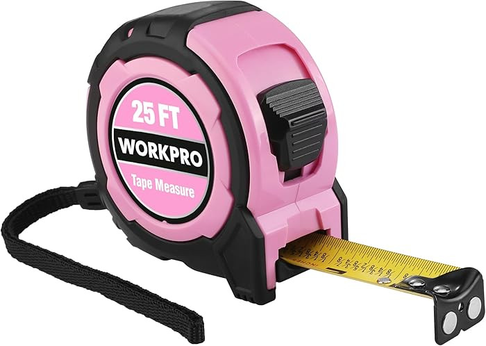 WORKPRO 25FT Pink Tape Measure, 1/8 Fractions Easy Read Measuring Tape, Retractable Nylon Coating... | Amazon (US)