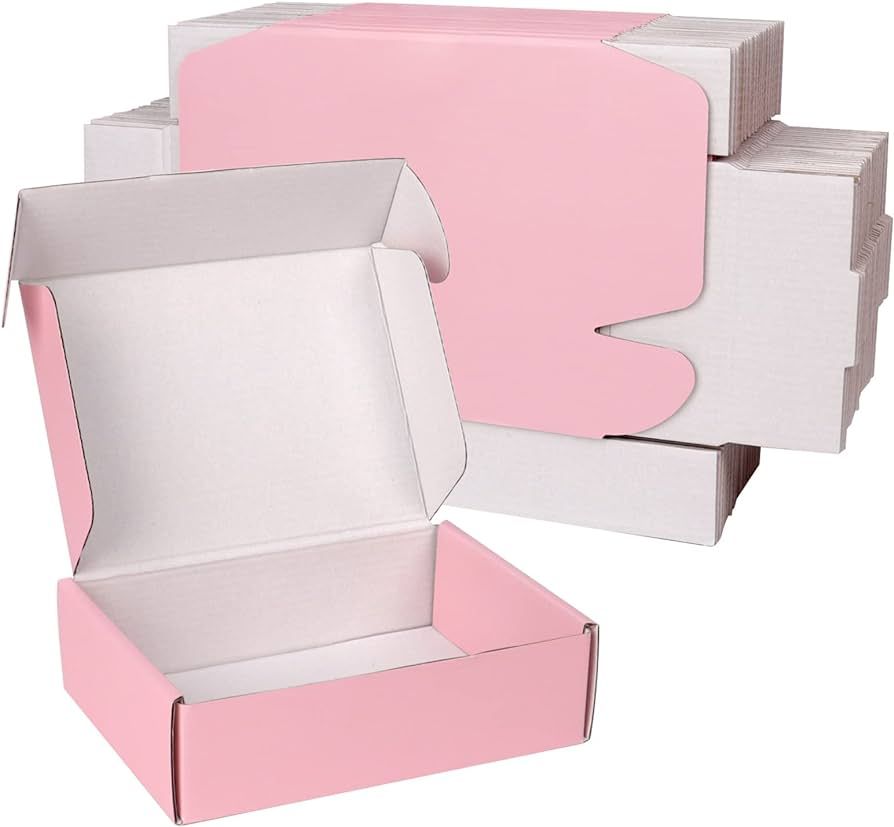 DERZIFUN 7x5x2 Inch Shipping Boxes for Packaging Mailing, 30 Pack Pink Shipping Box Mailers for S... | Amazon (US)