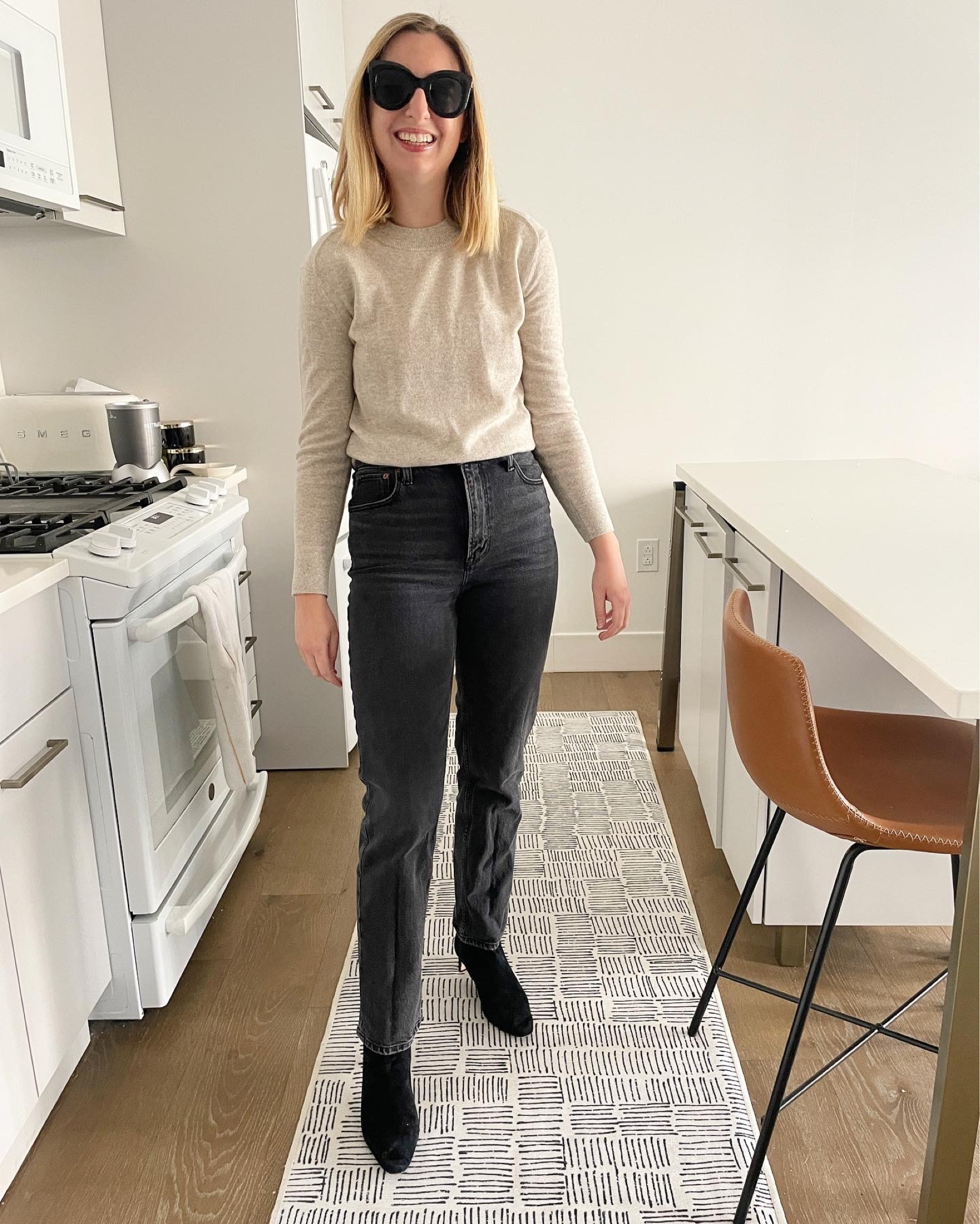 I love this classic look for the office 💕
•
4 in Ultra High Rise 90s Straight Jean from @abercrombie
S in cream sweater from @everlane 
9.5 in suede boots from @jcrew 
Sunglasses from @amazon
•
•
•
•
•
#officefit #officefashion #officeoutfit #ootd #officeootd #officewear #casualoutfit #classyoutfit #leatherjacketoutfit #modoutfit #modfashion #neutrals #neutralsfashipn #neutralstyle #officestyle #casualstyle #edgystyle #edgyfashion #edgyootd #neutralootd #trendyootd #trendyfashion #trendy #trendylook #officelook #edgylook #classiclook #neutralslook

#LTKfit #LTKstyletip #LTKworkwear