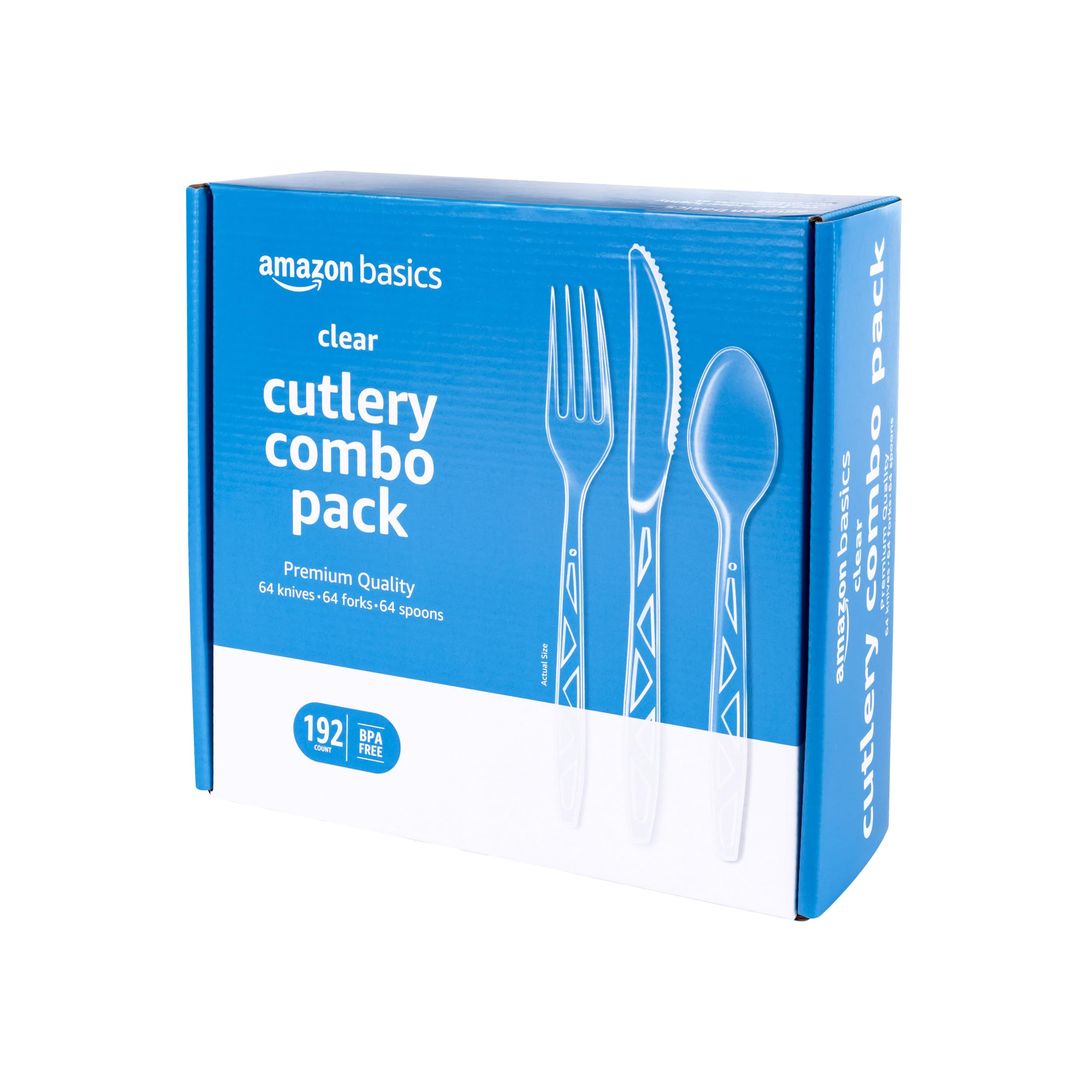 Amazon Basics Disposable Clear Assorted Cutlery Set, Premium Quality, 192 Count, Large Combo Pack... | Amazon (US)
