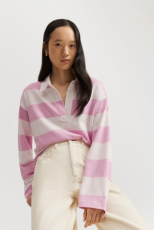 Australian Cotton Stripe Long Sleeve Rugby T-Shirt | Country Road