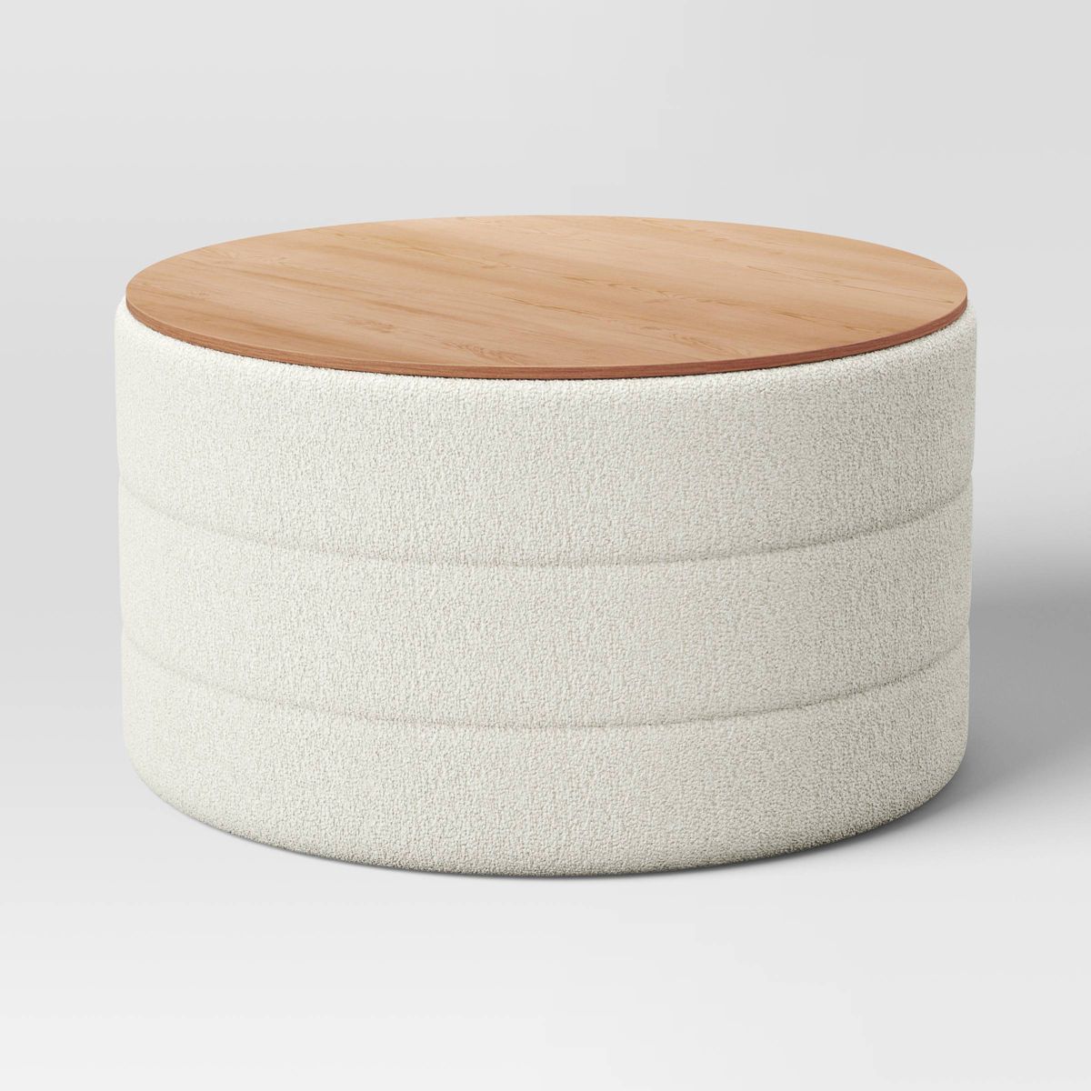 Tray Top Upholstered Storage Cocktail Boucle Ottoman Cream/White - Threshold™ | Target