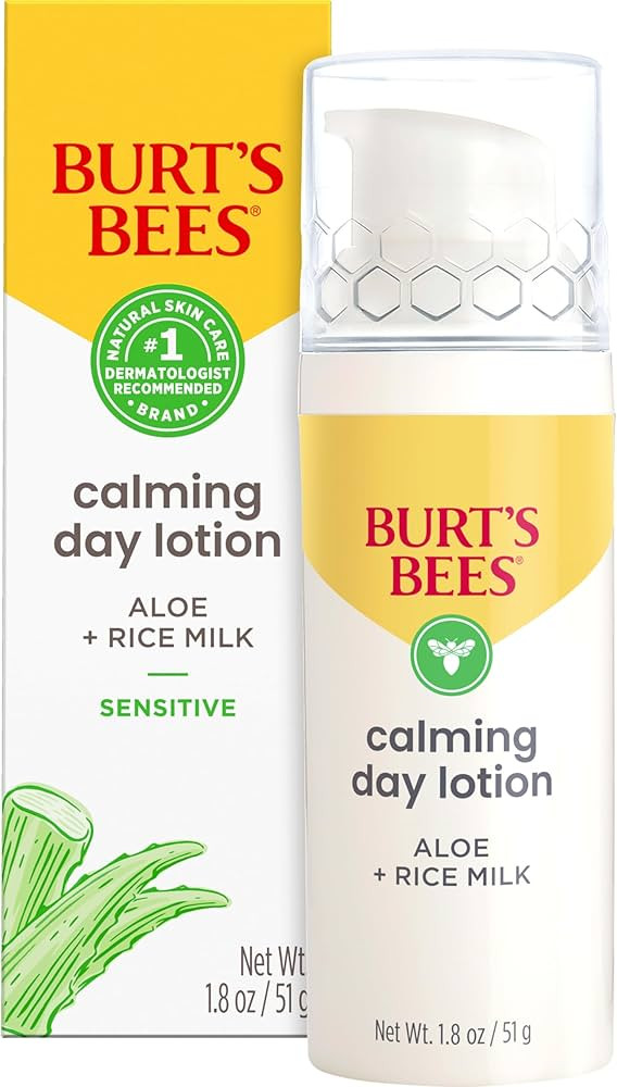 Burt's Bees Calming Day Lotion with Aloe and Rice Milk for Sensitive Skin, 98.8% Natural Origin, ... | Amazon (US)