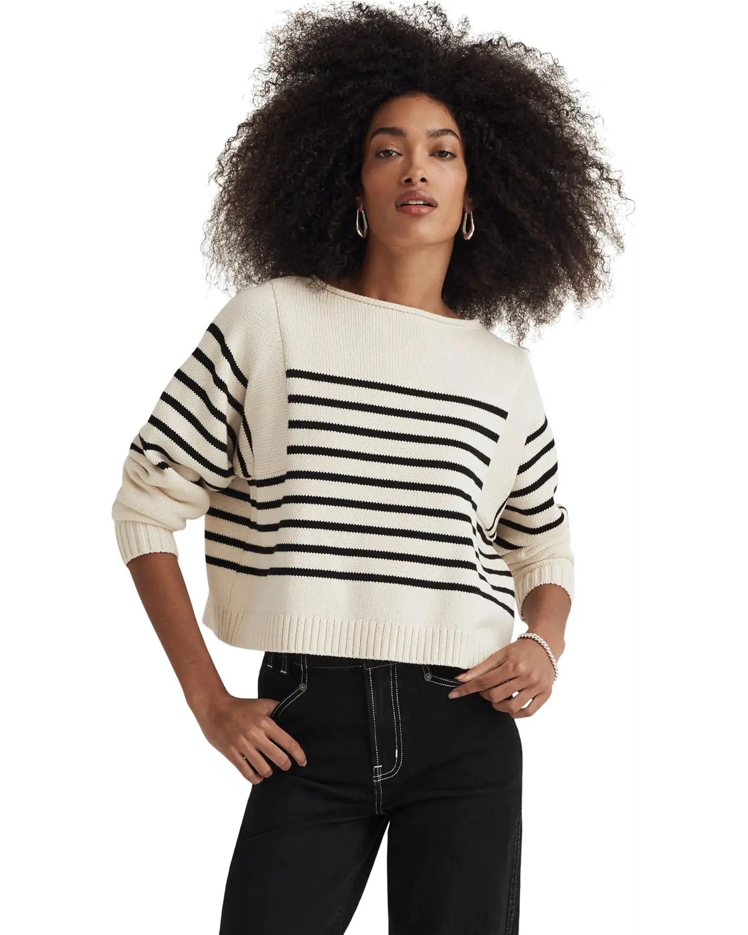 Madewell Rolled-Neck Pullover Sweater in Stripe | Zappos
