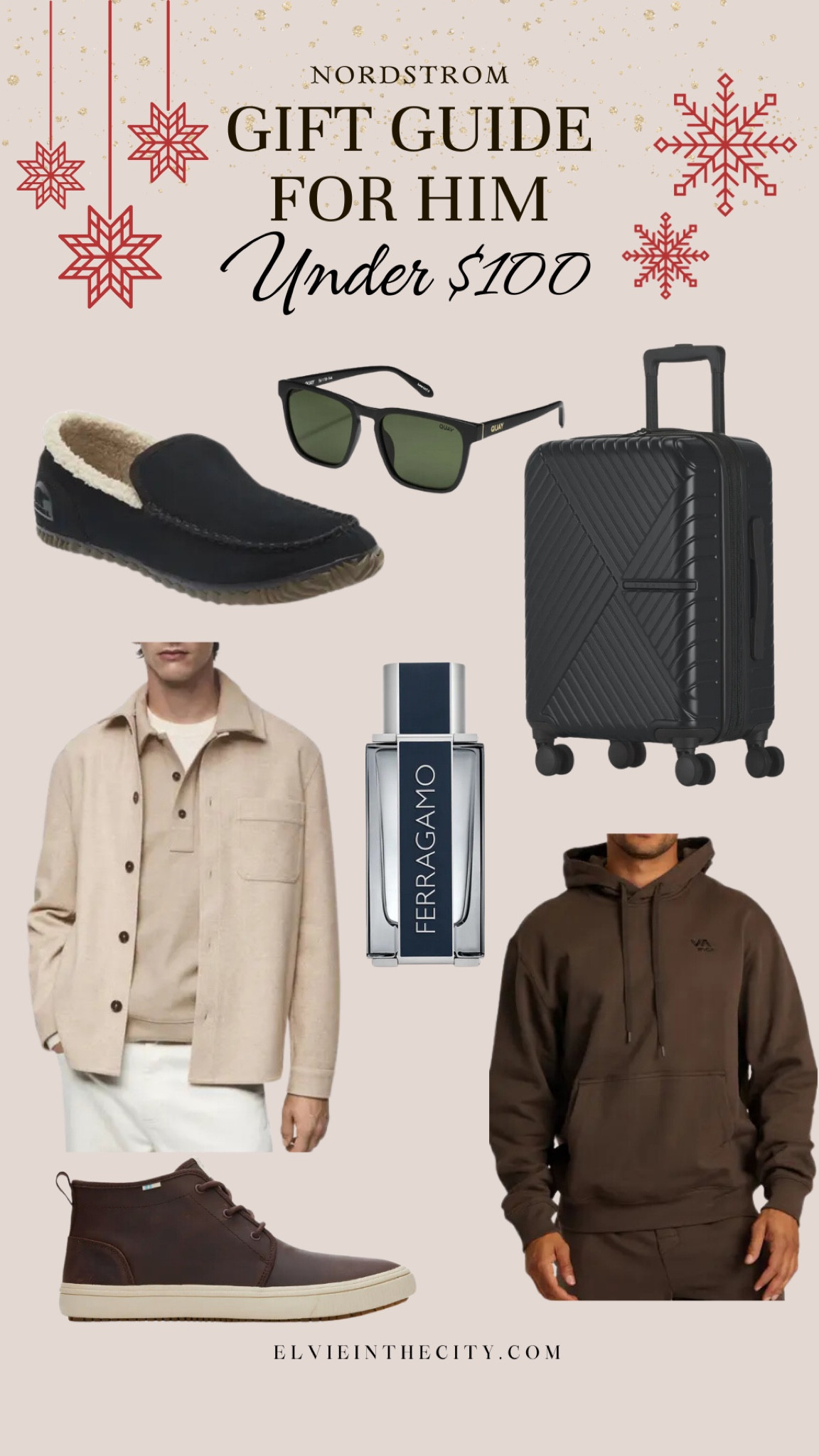 Gifts for him under $100! These picks from Nordstrom include Sorel slippers, Quay sunglasses, a suitcase, a sweater jacket, Ferragamo cologne, a RVCA pullover hoodie, and Toms sneakers.

Gifts for him, gifts for men, gifts for dad, gifts under 100

#LTKMens #LTKGiftGuide #LTKFindsUnder100