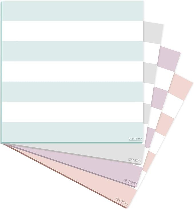Daily Ritmo Small Lined Pastel Sticky Notes |Turquoise, Peach, Lilac, Grey Checklist| 3 in x 3 in... | Amazon (US)