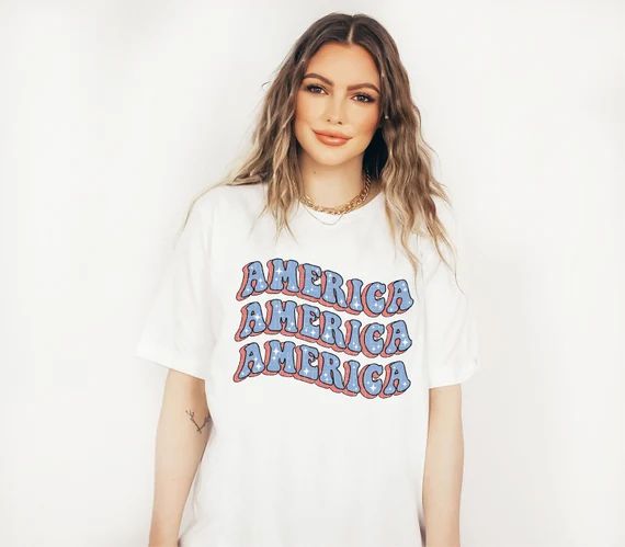 America Shirt USA Shirt Retro Stars and Stripes Red White | Etsy | Etsy (US)
