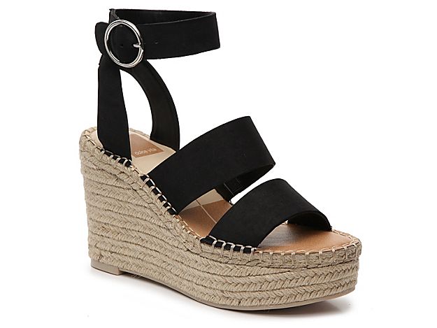 Dolce Vita Shae Wedge Sandal - Women's - Black Suede | DSW