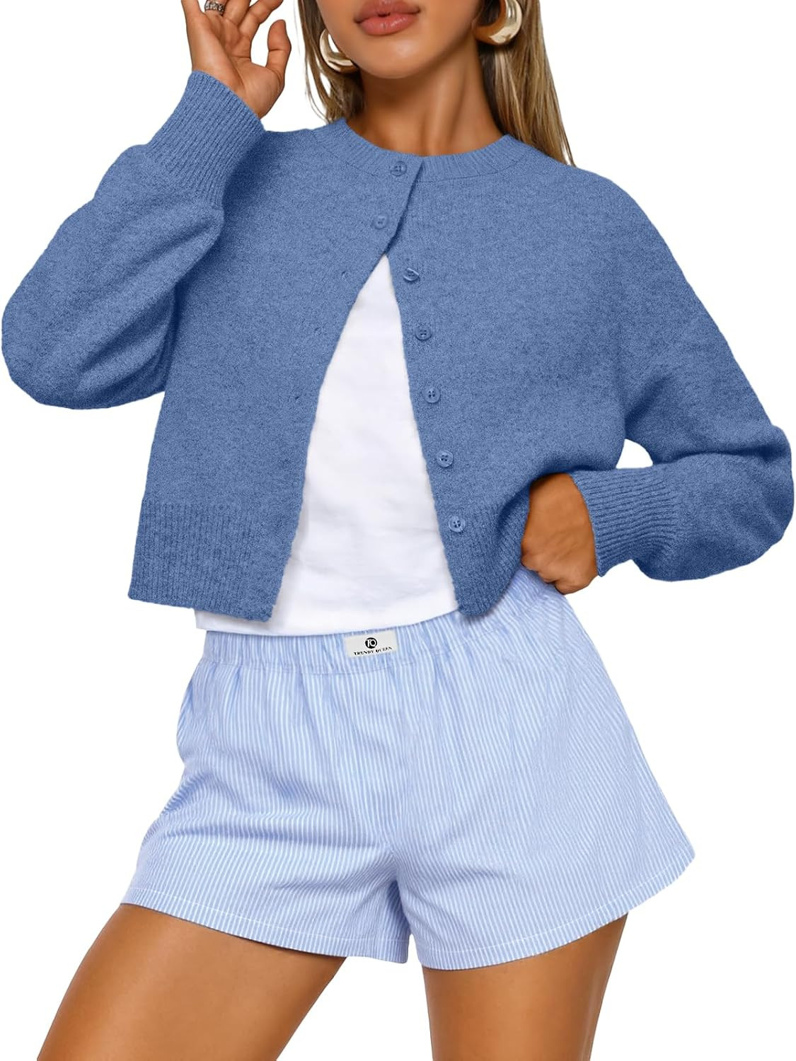 Trendy Queen Cropped Cardigan Sweaters for Women Fall Fashion Clothes 2026 | Lightweight Knit Button-Down, Versatile Layering Piece for Fall, Spring & Office Wear | Amazon (US)