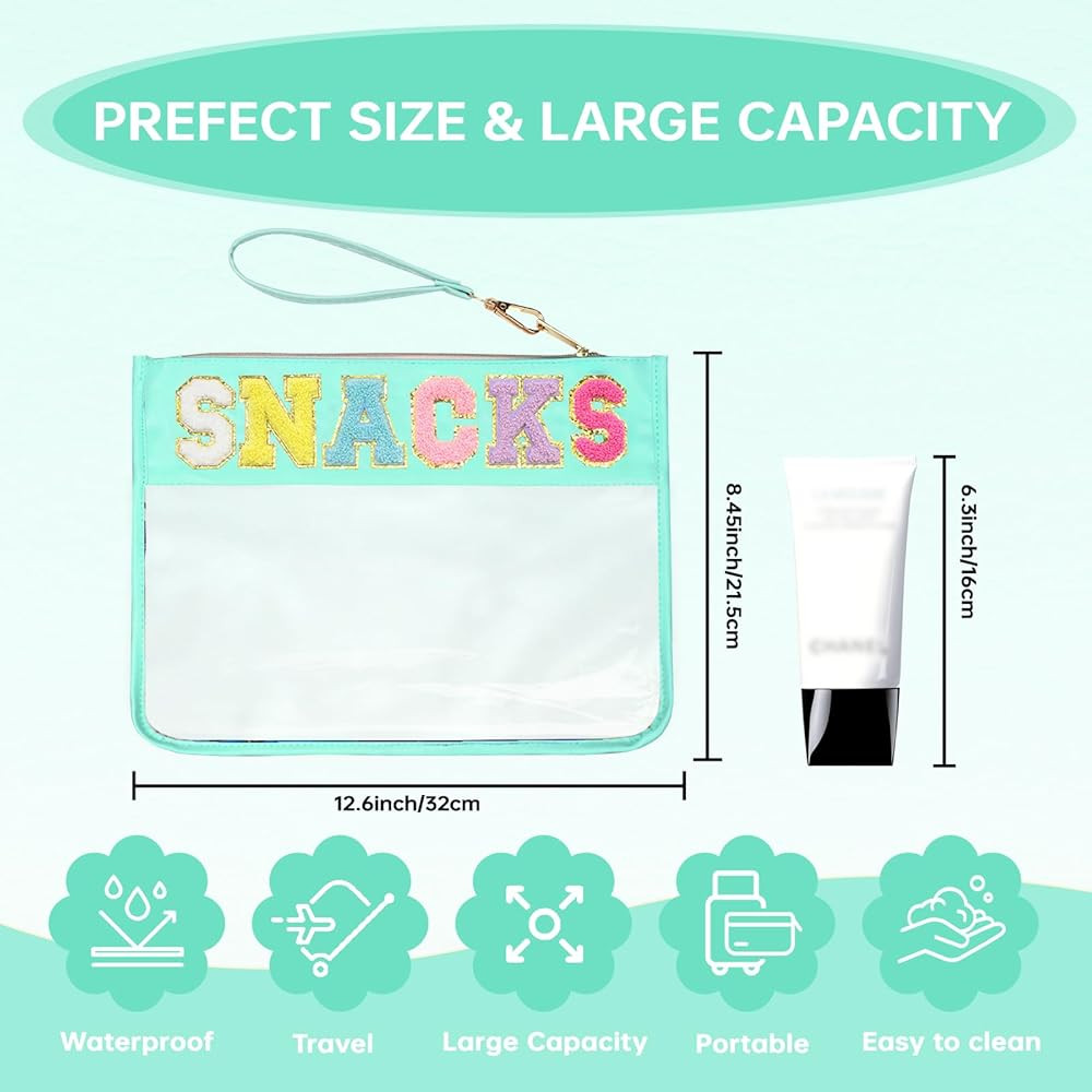 Chenille Letter Clear Zipper Pouch for Travel Preppy Patch Makeup Bag-Nylon Cosmetic Preppy Makeu... | Amazon (US)