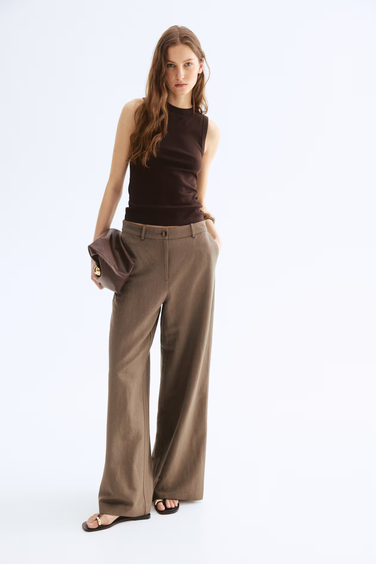 Wide linen-blend trousers | H&M (UK, MY, IN, SG, PH, TW, HK)