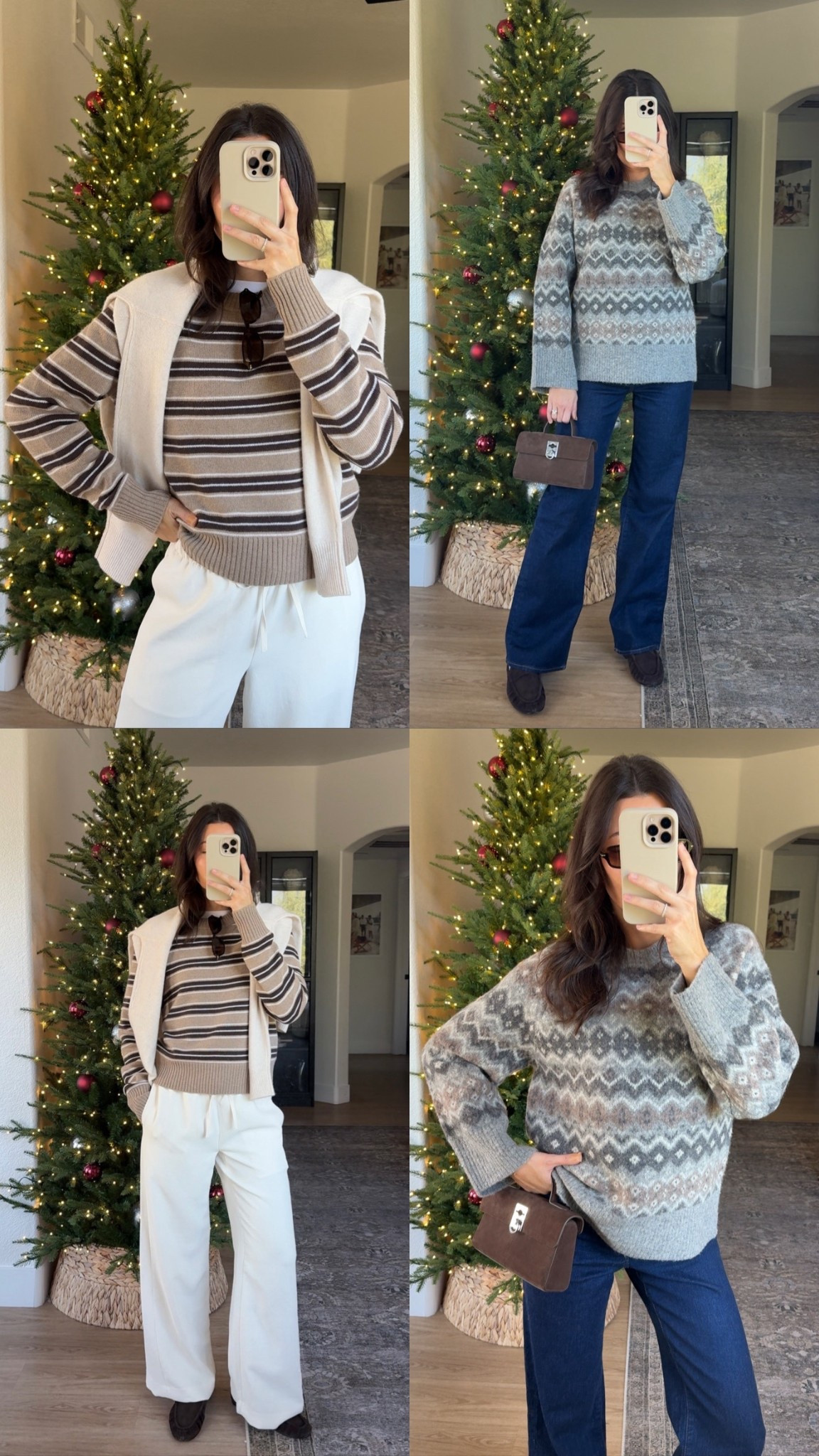 Gift-worthy winter essentials from @aritzia! I’m 5’7” and wearing a size small in everything except for the striped sweater and zip-up sweater, which I sized up to a medium in. I typically wear a size small/25/2 in everything at Aritzia. #aritziapartner