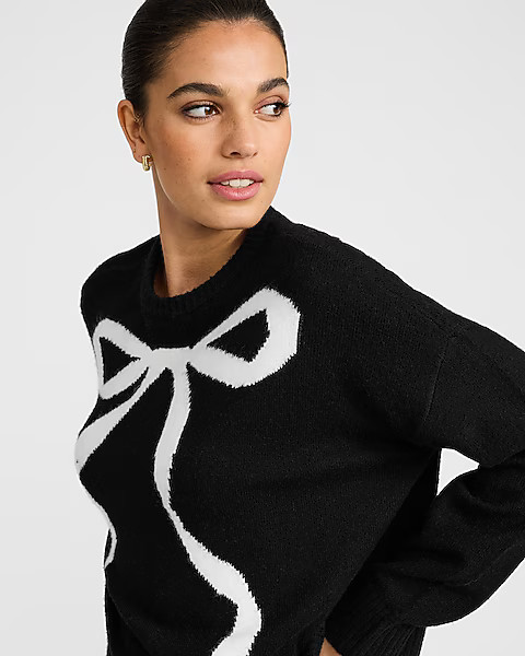 Cloud Soft Bow Graphic Crew Neck Sweater | Express