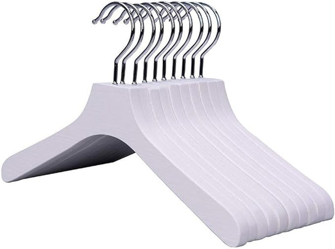 JS HANGER Wooden Kids Hangers, 10 Pack Robust Wood Children's Hangers with Chromed-Plated Metal H... | Amazon (US)