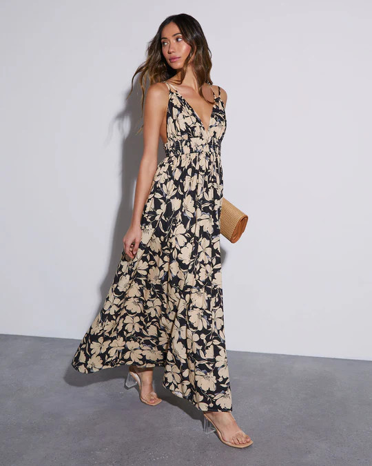 Ethereal Muse V-Neck Floral Maxi Dress | VICI