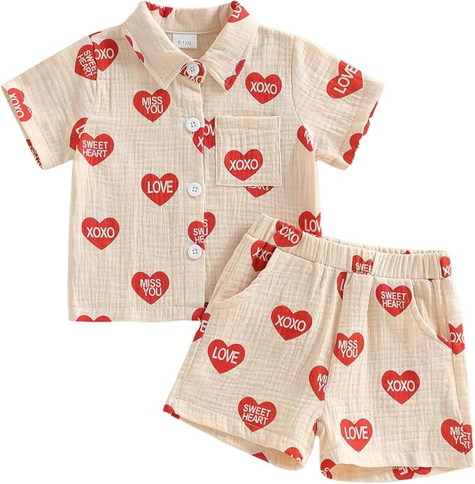 Toddler Boy Easter Outfit Lapel Bunny Embroidery Tops Shorts Set Summer Baby Boy Clothes 0 6 12 1... | Amazon (US)