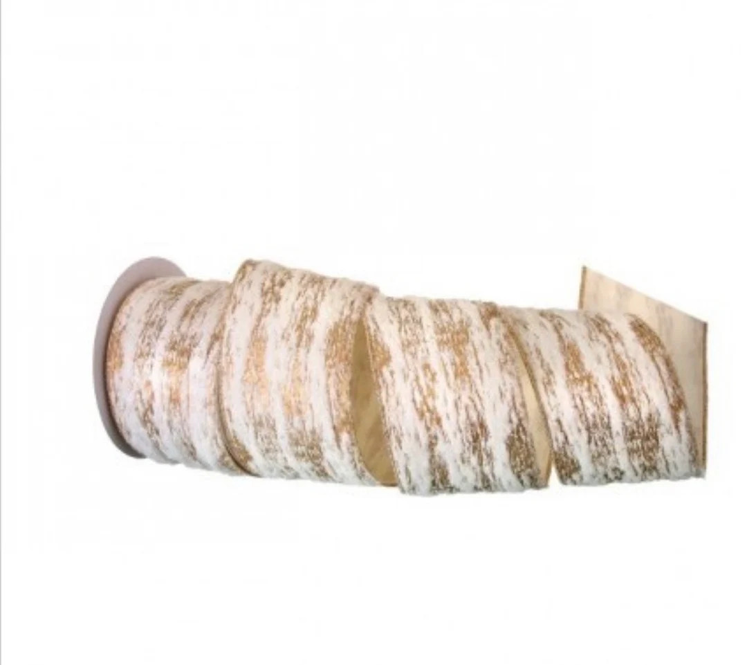 4" Champagne & Fur Ribbon, 4” Designer Wired Ribbon, 10 yard roll, Craft Supplies, Premium Ribb... | Etsy (US)