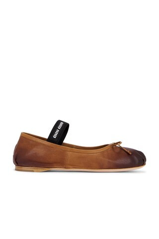 Miu Miu Ballerina Flat in Brown | FWRD 