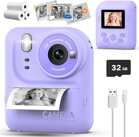 Kids Camera Instant Print Photo, Portable Thermal Printing Camera Toy with HD Digital Video, for ... | Amazon (US)