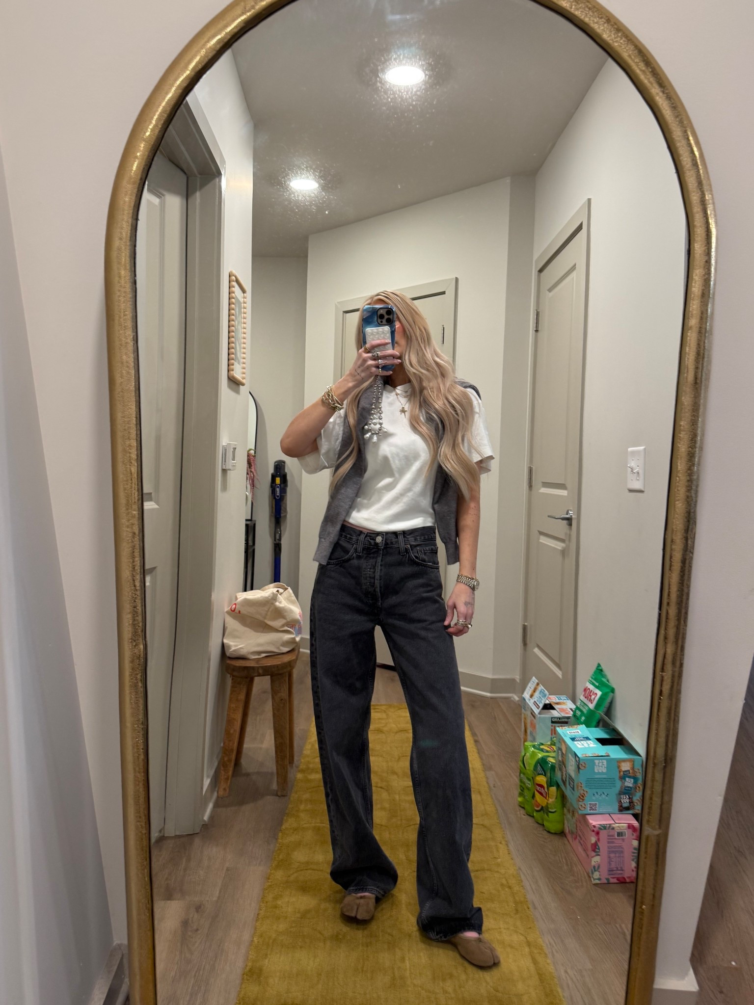 size down two size from normal on tee. in wear xxs 

#LTKTall #LTKgrwm #LTKootd