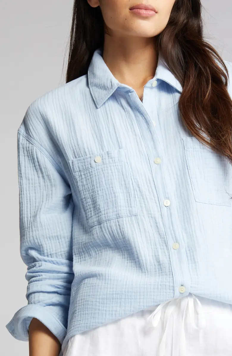 Long Sleeve Gauze Button-Up Shirt | Nordstrom
