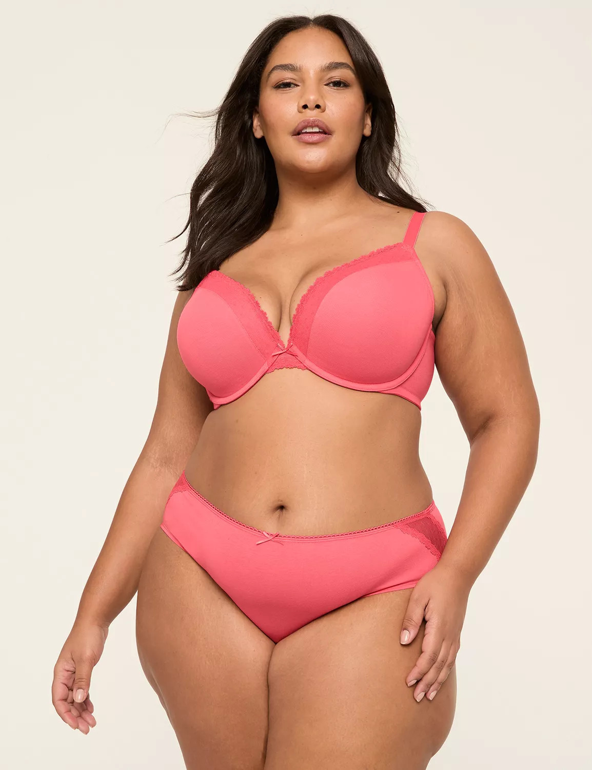 Cotton Boost Plunge Bra With Lace | Lane Bryant (US)