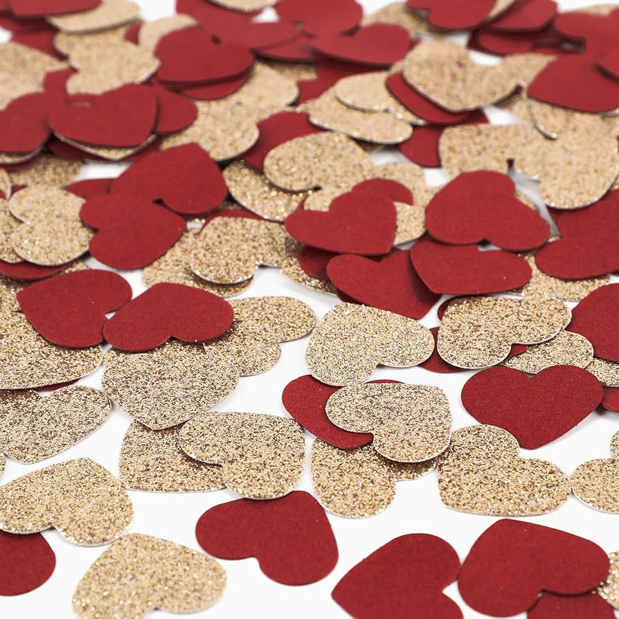 Fonder Mols Burgundy and Rose Gold Heart Shaped Party Confetti for Wedding Bridal Shower Bachelor... | Amazon (US)