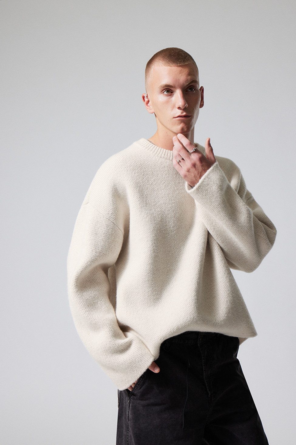 Teo Oversized Wool Blend Knit Sweater | Weekday