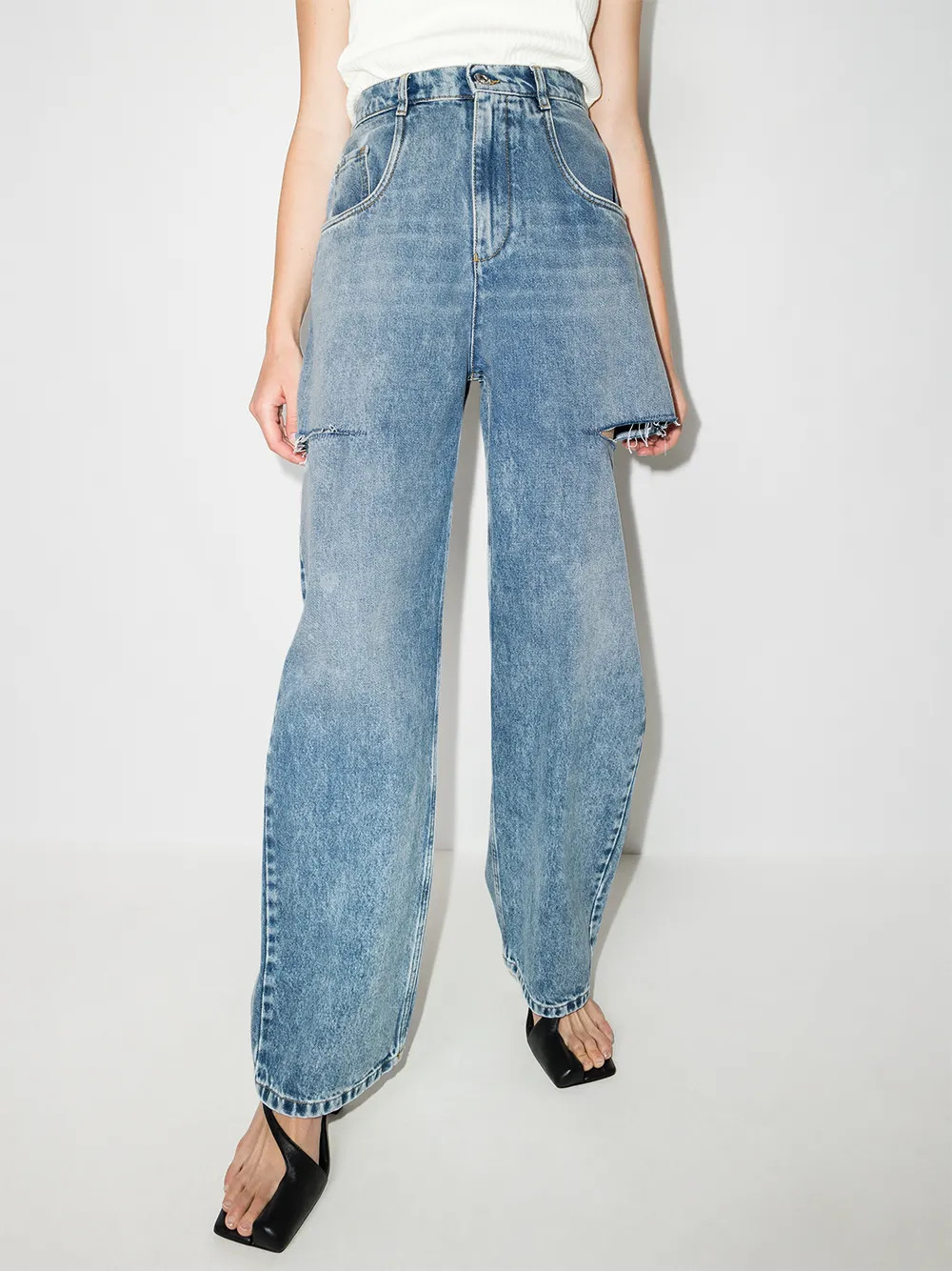 Maison Margiela Distressed straight-leg Jeans - Farfetch | Farfetch Global