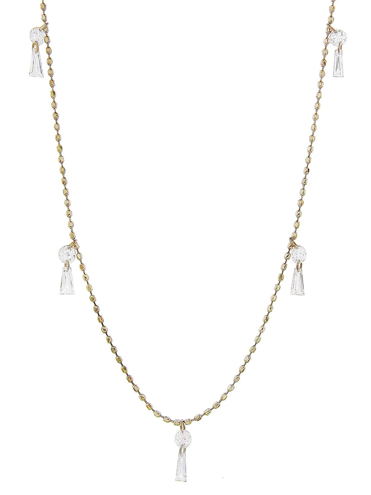Diamond Tassel Beige Gold Necklace | YLANG 23