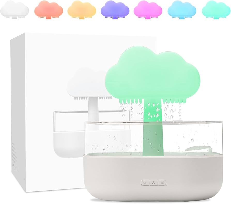 Rain Cloud Humidifier Water Drip, Mushroom Rain Lamp Waterfall, Aromatherapy Essential Oil Rain D... | Amazon (US)